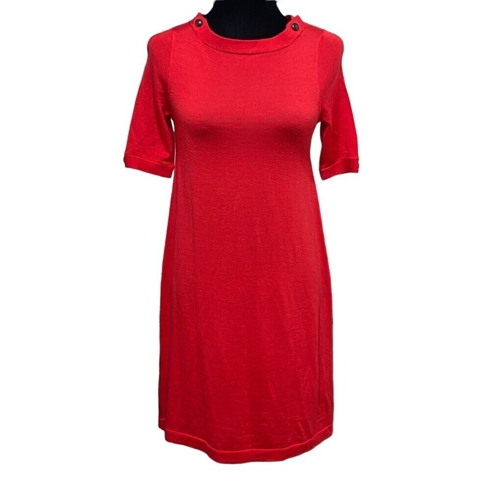 J.Crew Red Wool Sheath Dress Small Retro 90s Y2K Short Sleeve Classic